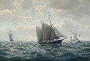 Christian-Bernard Rode Marine med sejlskibe oil